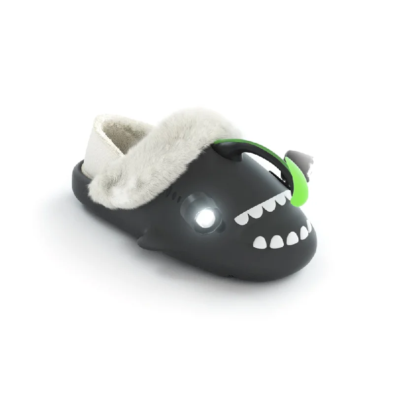 Women's Slippers with a Quilted Pattern in Gray for Added Style Sharkicks Pro - Winter Anglerfish Flashlights Heel-covered Women's Slippers with a Quilted Pattern in Gray for Added Style Sharkicks Pro - Winter Anglerfish Flashlights Heel-covered
