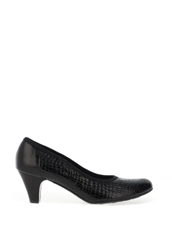 Bioeco By Arka Patterned Leather Heeled Shoe, Black