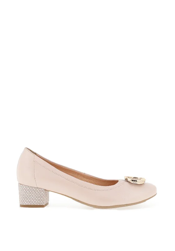 Bioeco by Arka Shimmer Low Block Heel Shoes, Beige