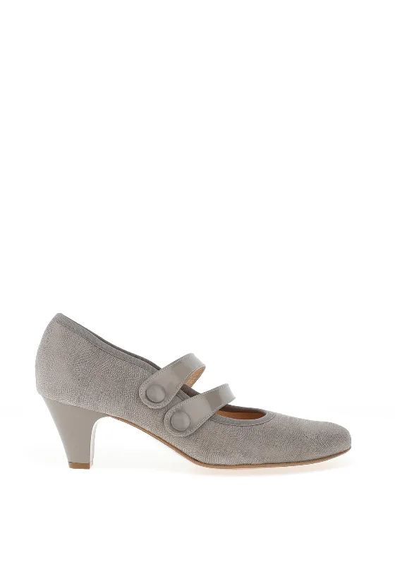 Bioeco by Arka Leather Double Strap Heeled Shoe, Grey