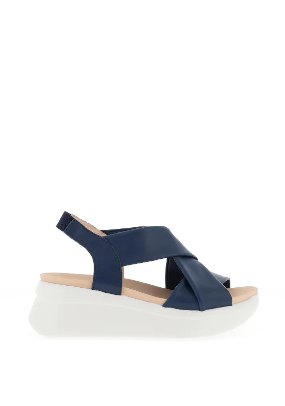 CallagHan Womens Llana Wedge Sandal, Navy