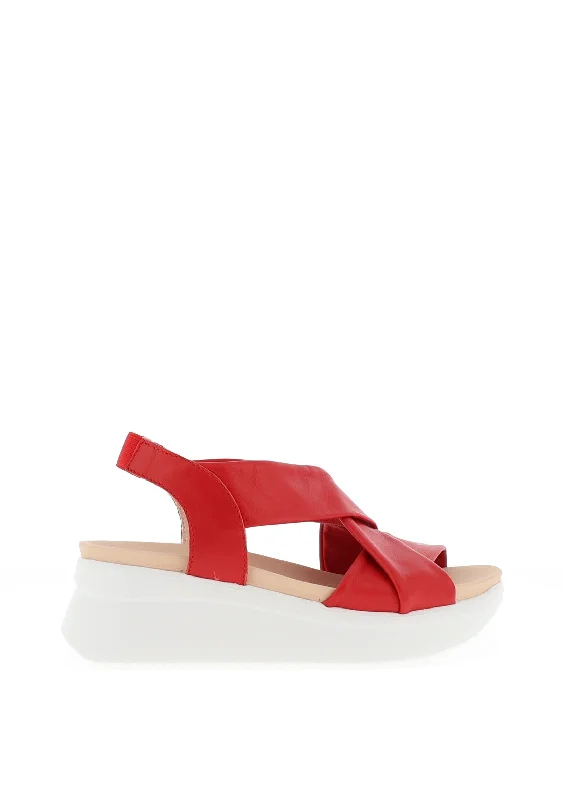 CallagHan Womens Llana Wedge Sandal, Red