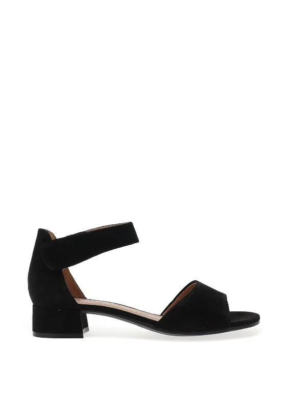 Caprice Suede Block Heel Sandals, Black