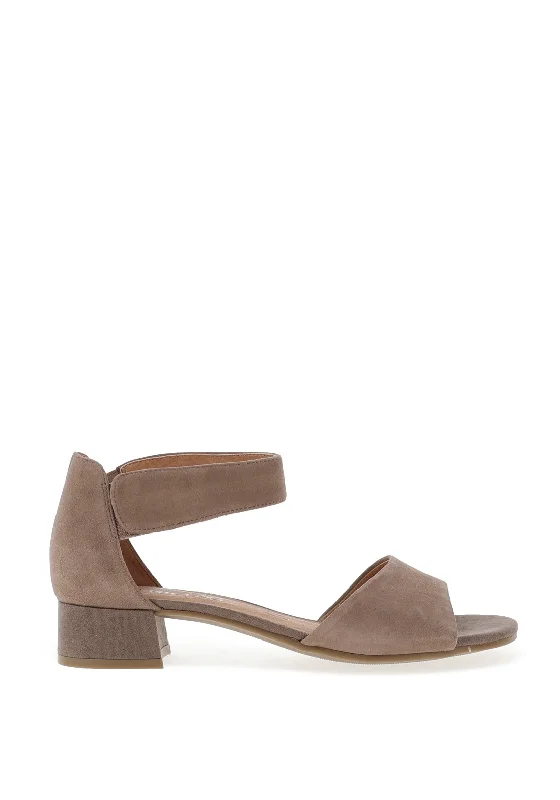 Caprice Suede Block Heel Sandals, Taupe