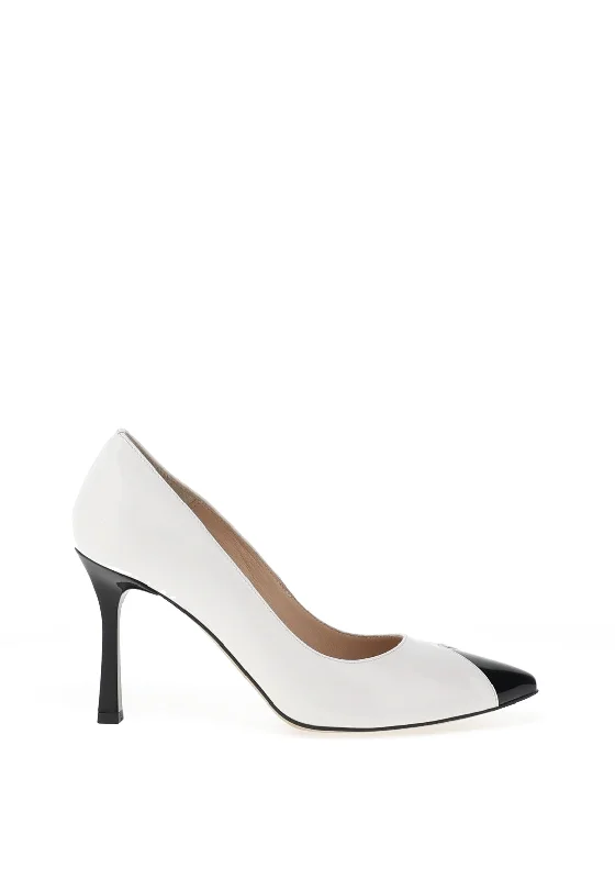 Emis Patent Leather Colour Block High Heels, White & Black