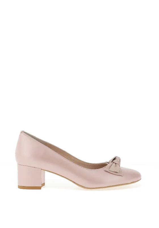 Emis Shimmer Leather Block Heel Shoes, Pearl Pink