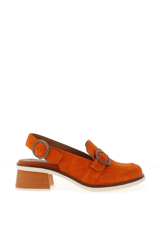 Fly London Cuth Sling Back Suede Shoes, Orange