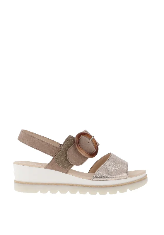 Gabor Leather Faux Buckle Sandals, Taupe