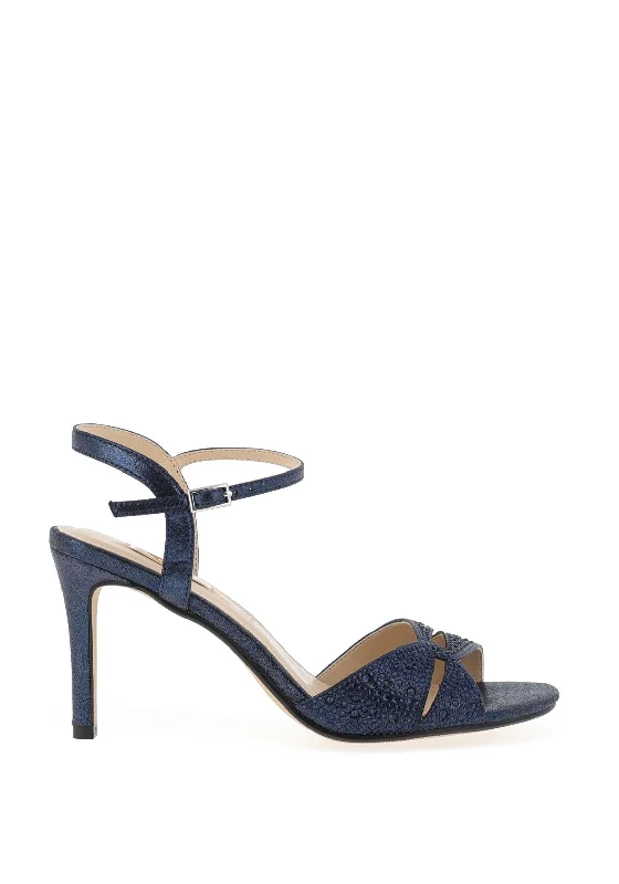 Glamour Ava Open Toe Heeled Sandals, Navy