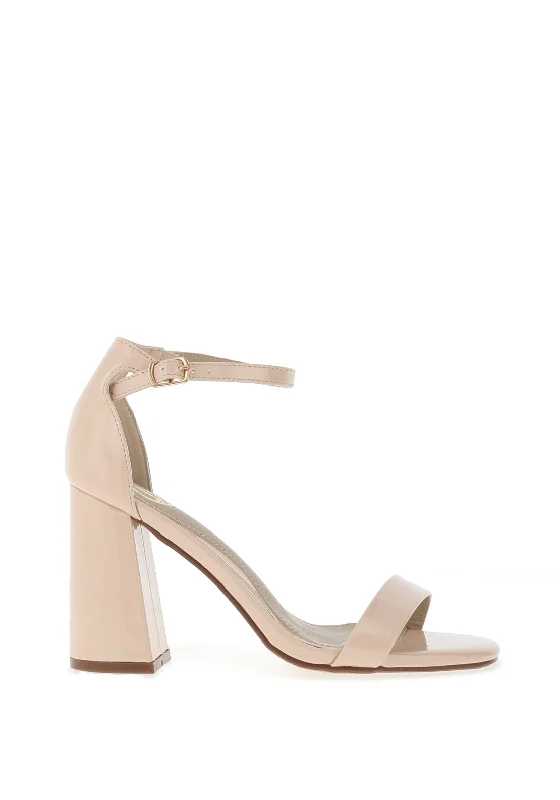 Millie & Co. Tasha Metallic Block Heel Sandals, Nude