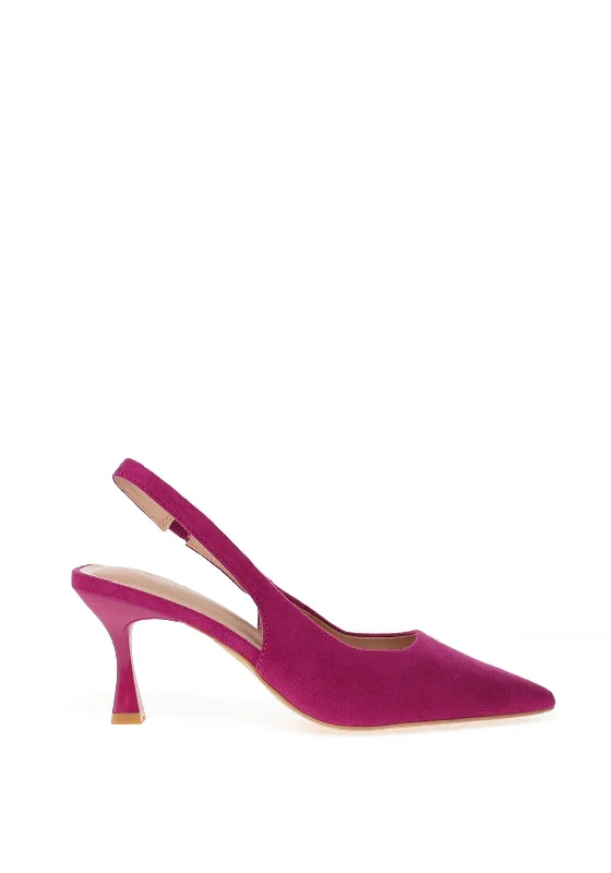 Zen Collection Faux Suede Sling Back Heeled Shoes, Fuchsia