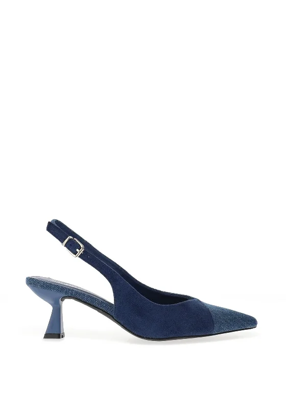 Zen Collection Denim Sling Back Heeled Shoes, Blue