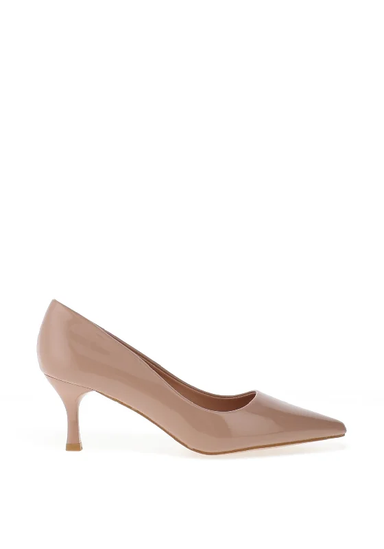 Zen Collection Patent Pointed Toe Heeled Shoes, Apricot