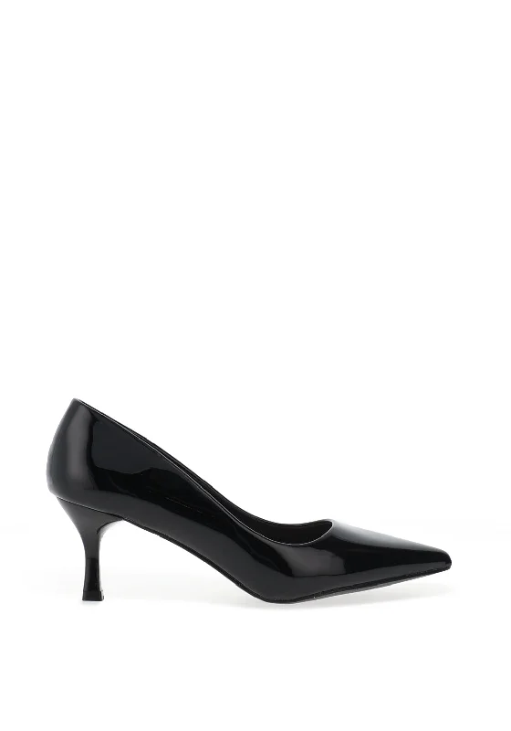 Zen Collection Patent Pointed Toe Heeled Shoes, Black