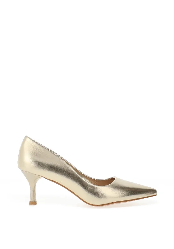 Zen Collection Pointed Toe Heeled Shoes, Gold