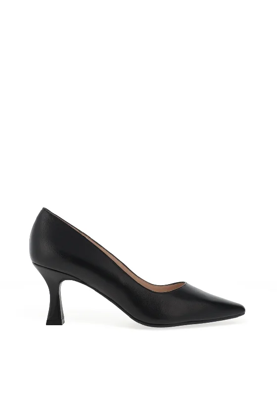 Lodi Jona Leather Low Heel Court Shoes, Black