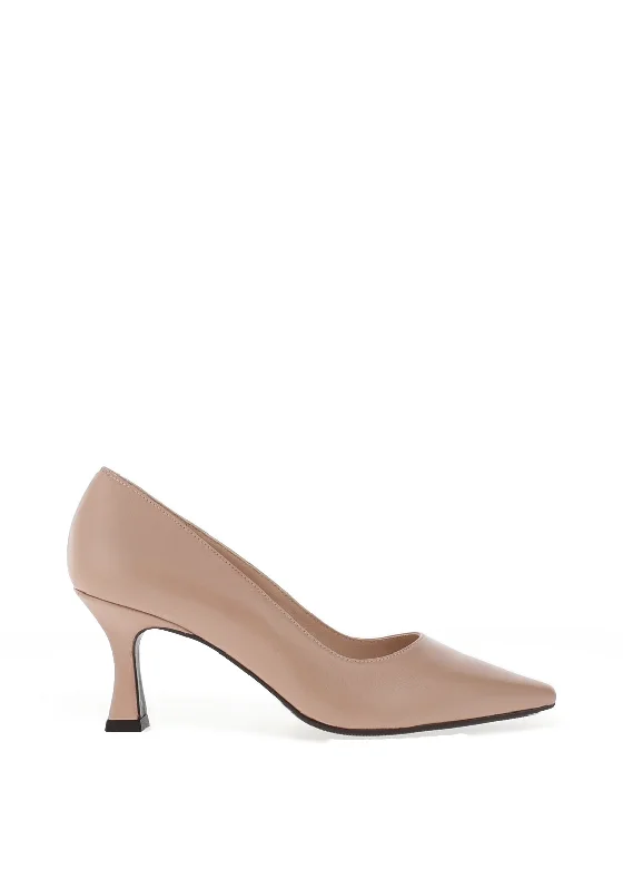 Lodi Jona Leather Low Heel Court Shoes, Nude