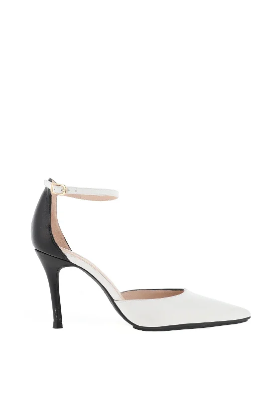 Lodi Salver Leather Colour Block Heeled Shoes, Vegas White