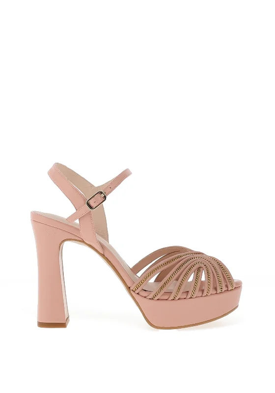 Lodi Tidena Chain Strap Platform Heeled Sandals, Pink