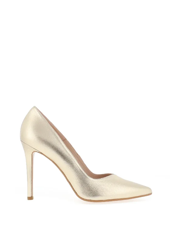 Lodi Victory Leather Pointed High Court Shoe, Gold