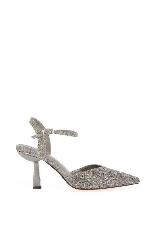 Menbur Orchadis Diamante Encrusted Heeled Shoes, Grey