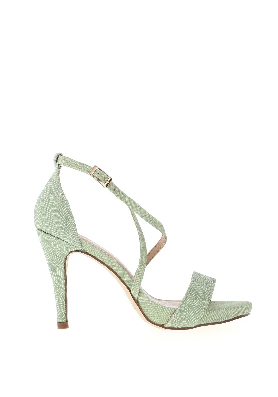 Menbur Glitter Strappy Heeled Sandals, Green