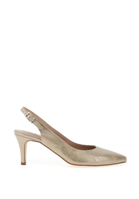 Zany Shimmer Sling Back Court Shoes, Beige