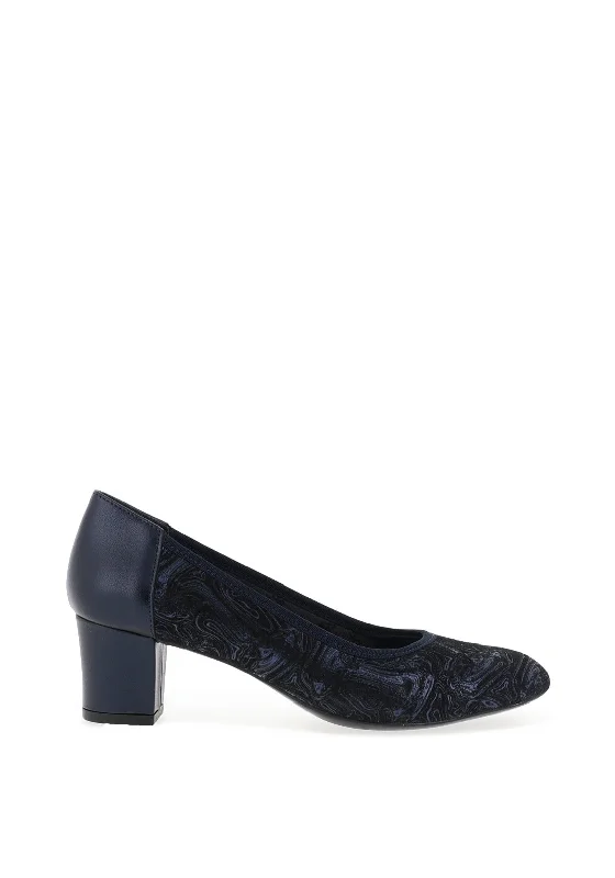 Softmode Kaylee Swirl Printed Heeled Shoes, Navy