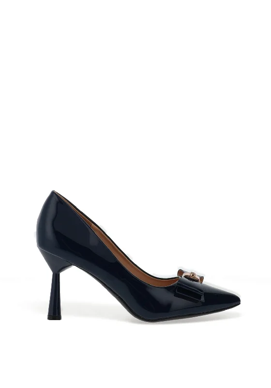 Sorento Fitzwilton Patent Bow Court Heels, Navy