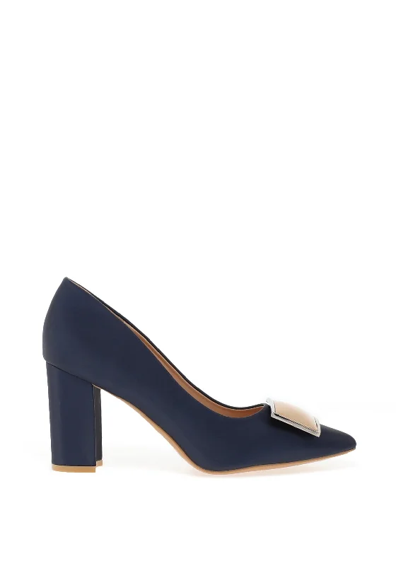 Sorento Johnstown Brooch Pointed Court Heels, Navy