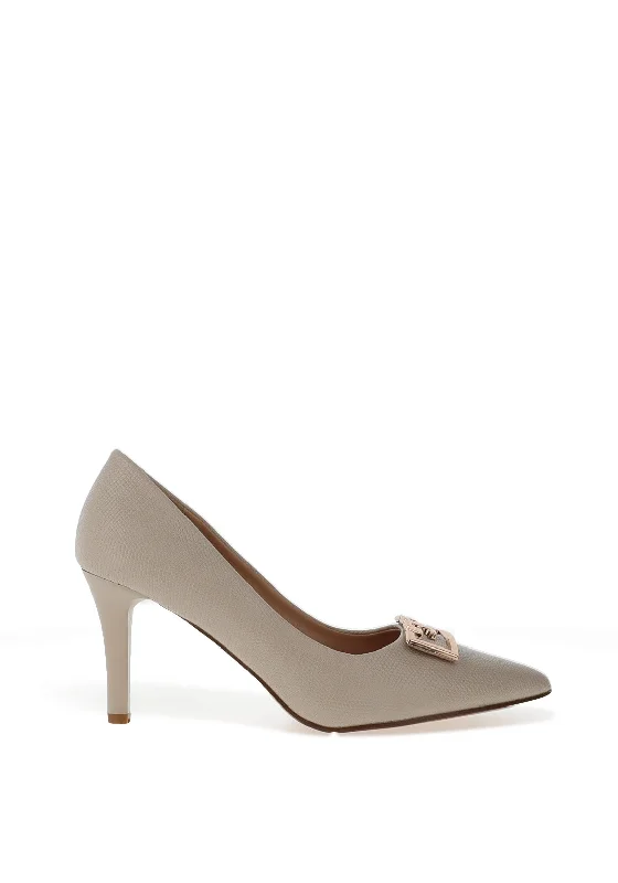 Sorento Monart Textured Brooch Court Heels, Pearl