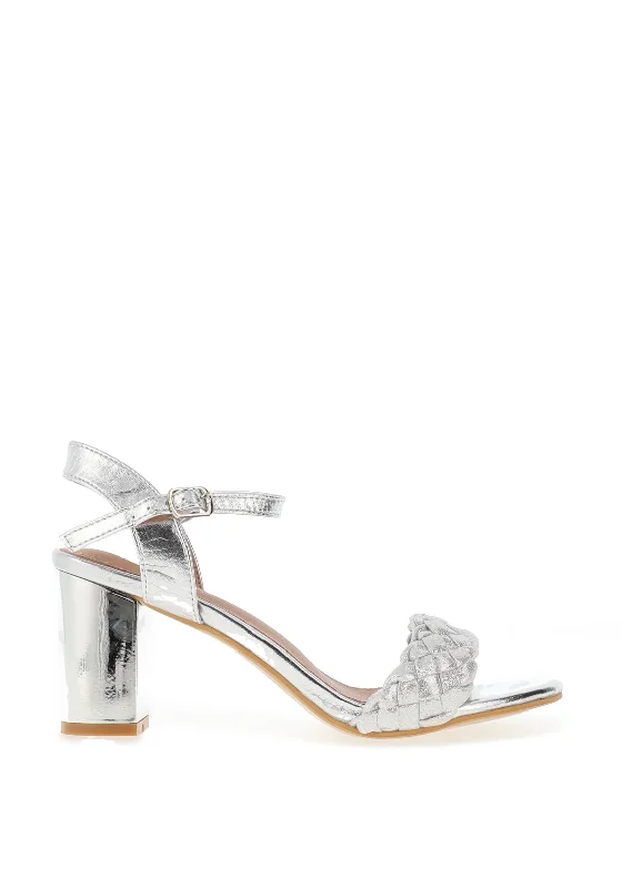 Sorento Moyvalley Metallic Block Heel Sandals, Silver