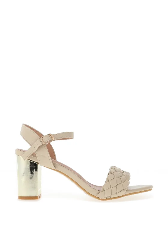 Sorento Moyvalley Metallic Block Heel Sandals, Neutral