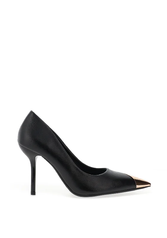 Zen Collection Gold Toe Heeled Court Shoes, Black