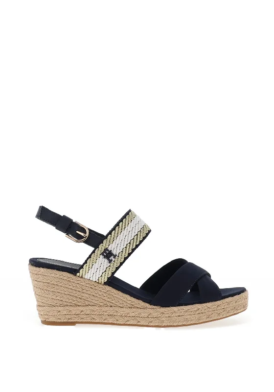 Tommy Hilfiger Womens Woven Wedge Sandals, Space Blue