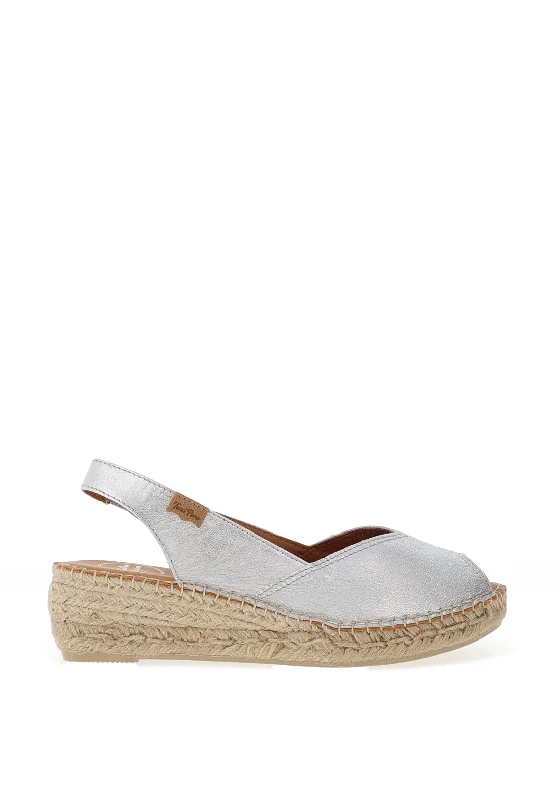 Toni Pons Bernia Leather Espadrille Wedge Sandals, Silver