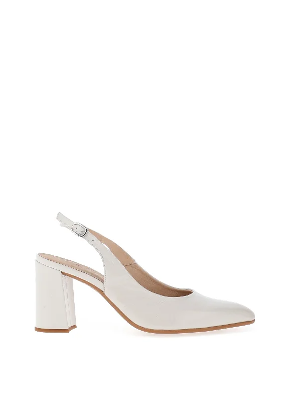 Wonder Vilma Metallic Block Heel Sling Back Shoes, Off White