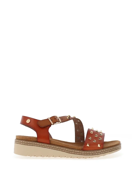 Xti Studded Memory Foam Sandals, Camel