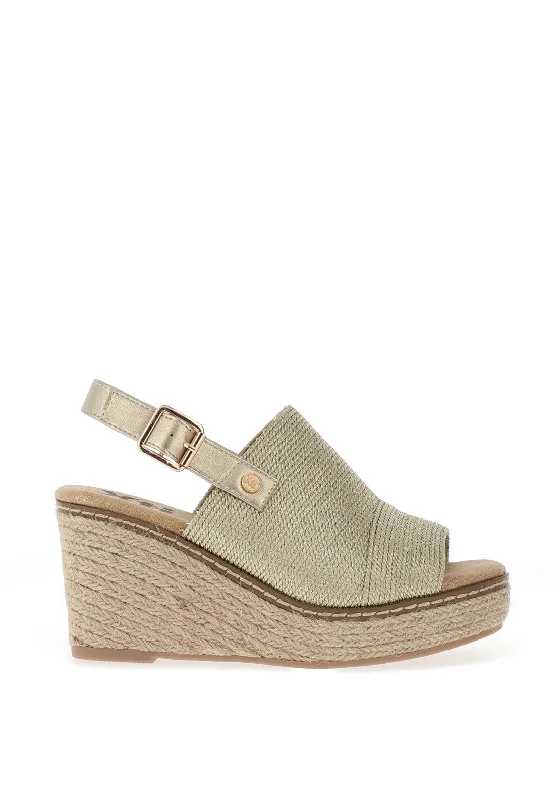 Xti Metallic Woven Espadrille Wedges, Gold