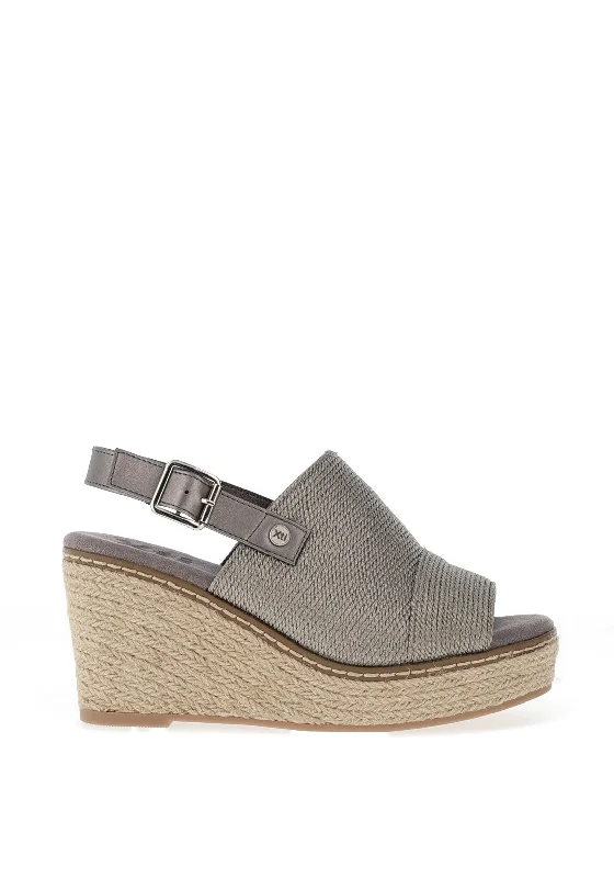 Xti Metallic Woven Espadrille Wedges, Pewter