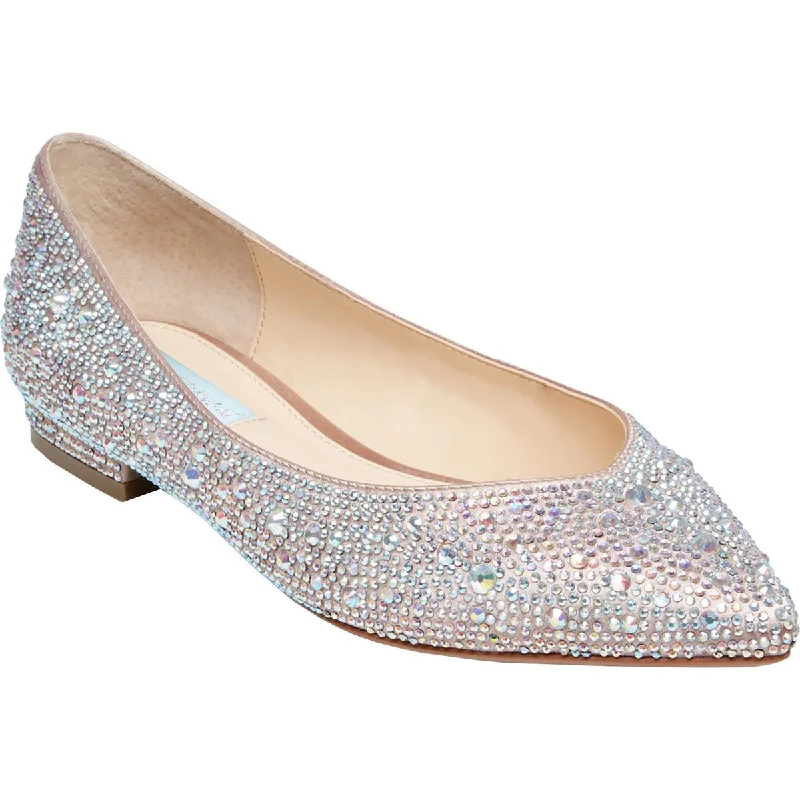 Betsey Johnson Womens Jude Embellished Low Heel Pointed Toe Flats