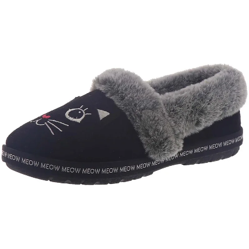 BOBS From Skechers Womens Meow Pajamas Faux Fur Slip On Casual Shoes