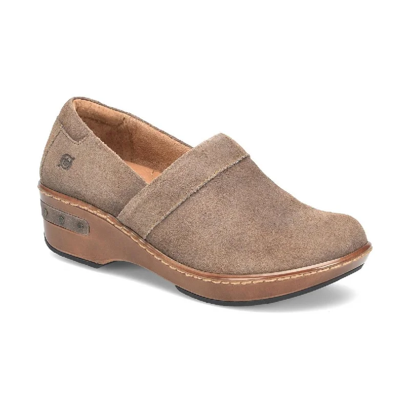 Born Womens Bailie Suede Slip-on Clogs