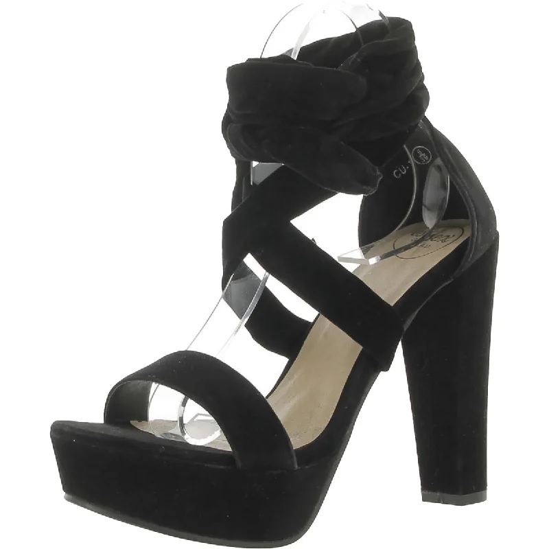 Essex Glam Womens Faux Suede Strappy Heels