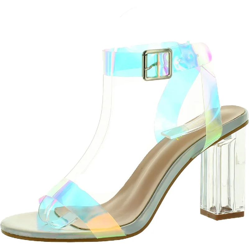 Fashion Womens Iridescent Ankle Strap Heels