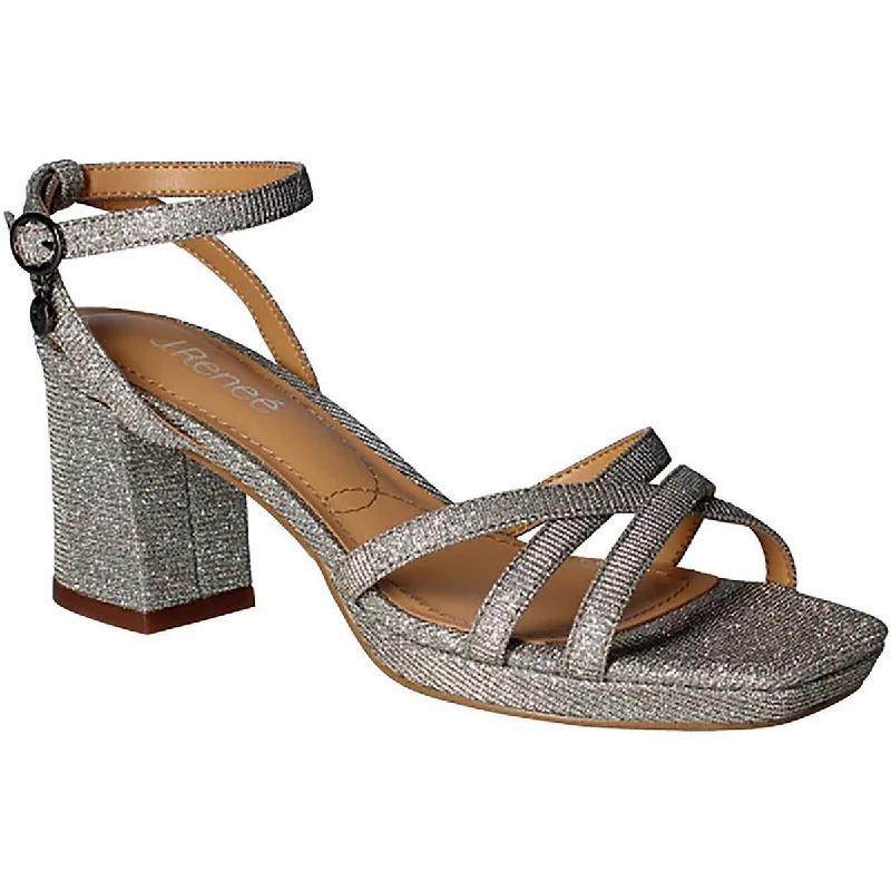 J. Renee Womens Klarson Metallic Ankle Strap Heels