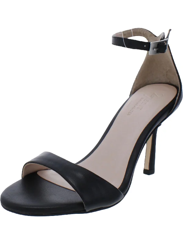 Violette Womens Leather Ankle Strap Heels