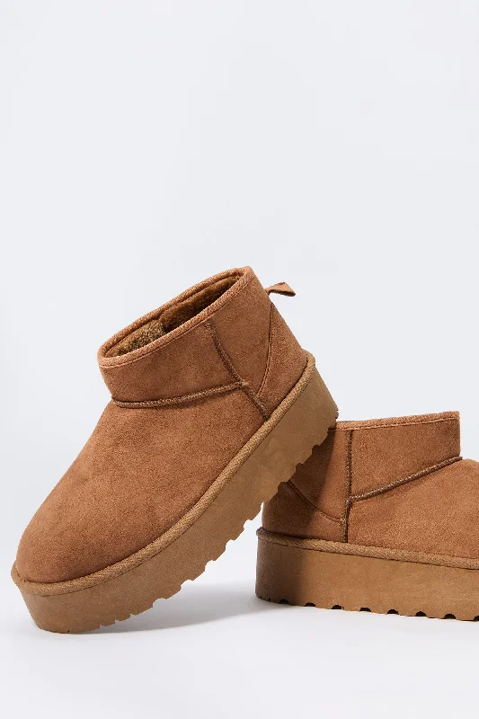 Faux Suede Platform Ankle Boot