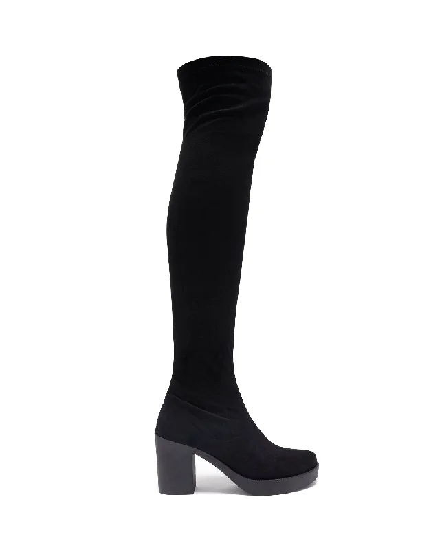 Aron Over The Knee Boot Black Stretch Microfibre