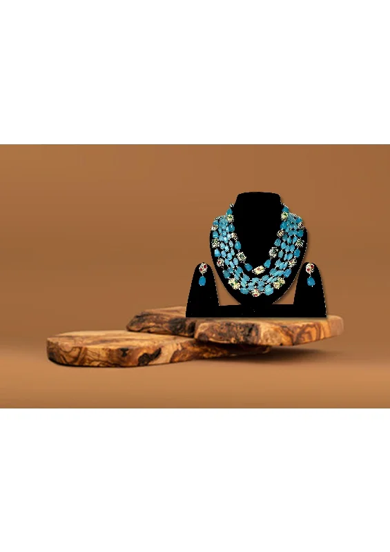 Blue golden bead Necklace set